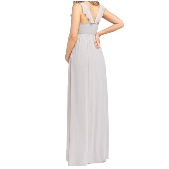 Show Me Your Mumu June Ruffle Maxi Dress M Dove Gray NWT Bridesmaid - Picture 3 of 13